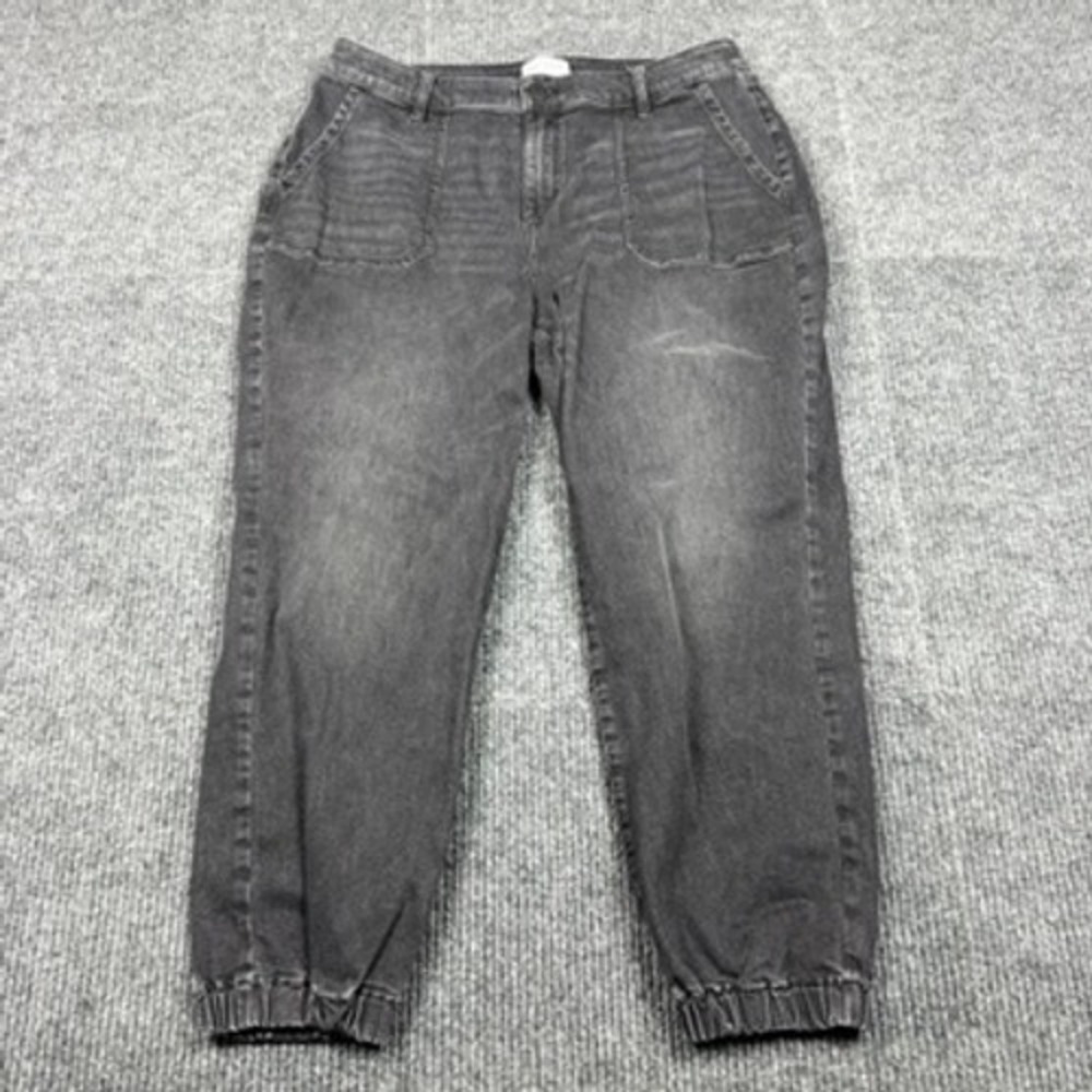 Lane Bryant Women Black Utility Denim Jogger Jeans Size 16 Faded Wash A1440